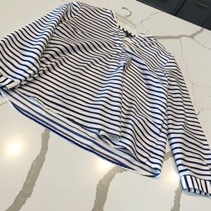 Striped Blue and White Women's Top Limited XL Minor Pulls
